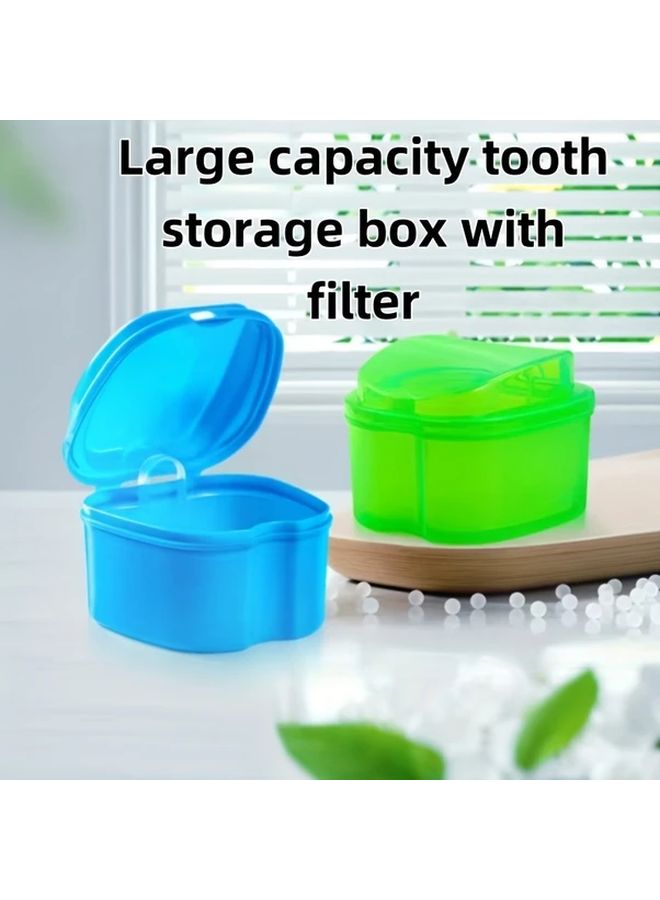 Blue Portable Denture Case With Filter Travel Friendly Holder - Image 2