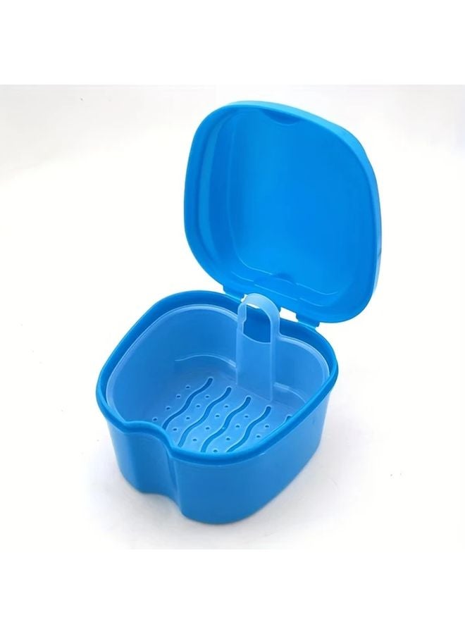 Blue Portable Denture Case With Filter Travel Friendly Holder - Image 1