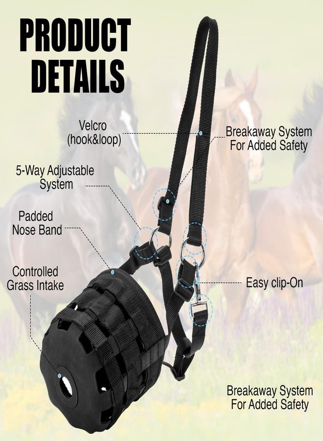 IKILEOGY Durable Ventilated Grazing Muzzle with Attached Breakaway Halter - Lightweight Horse Muzzle, Supports Natural Grazing, Restricts Food Intake, Padded Noseband, Large - Image 3