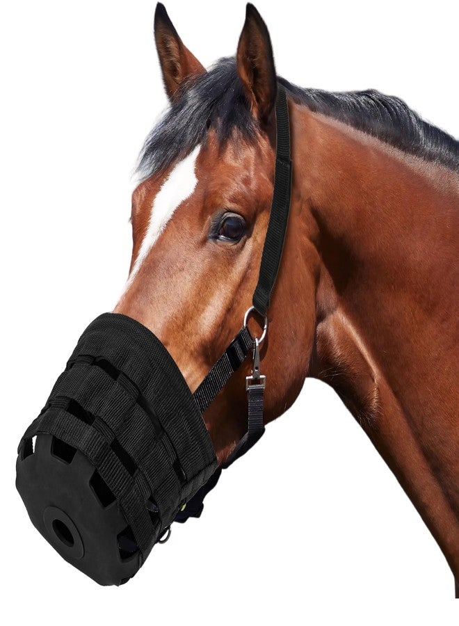 IKILEOGY Durable Ventilated Grazing Muzzle with Attached Breakaway Halter - Lightweight Horse Muzzle, Supports Natural Grazing, Restricts Food Intake, Padded Noseband, Large - Image 1