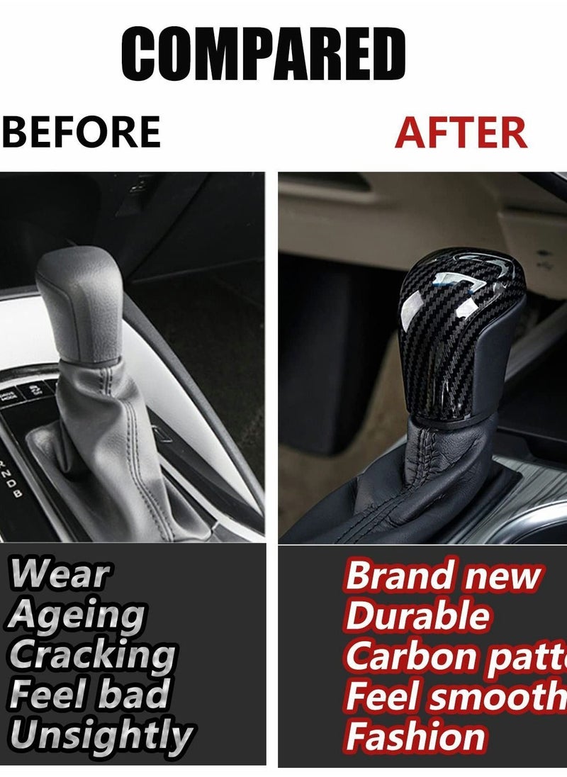 Y&D Carbon Fiber Gear Shift Knob Trim Cover Sticker Interior Accessories for Toyota Camry 2022 2021 2020 2019 2018, Corolla Hatchback Avalon (Carbon Fiber)  - Image 3