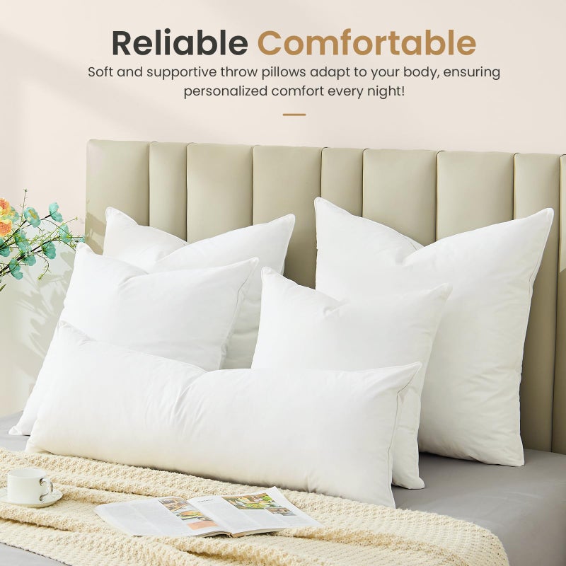 BHZ Throw Pillows 20x20 Euro Pillow Inserts Set of 2, Down Feather Alternative Pillow Inserts, Decorative Soft Large Square White Throw Pillows Insert for Couch Bed Dorm Sofa with Breathable Cover - Image 2