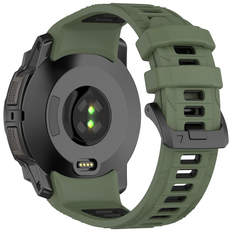 إيروريكس لساعة Garmin Instinct 3 Amoled / Solar 45 مم سوار ساعة رياضي من السيليكون بلونين (أخضر + أسود) - Image 2