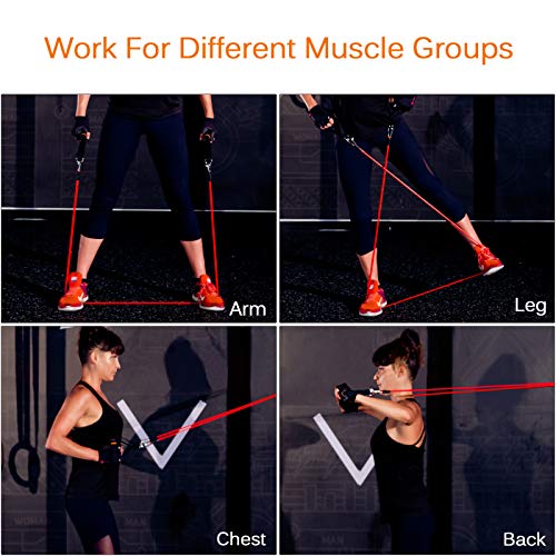 AGM Resistance Bands Set (12pcs), Workout Bands with Handles, Door Anchor, Ankle Straps and Carry Bag, Exercise Bands for Shape Body and Home Workouts - Image 5