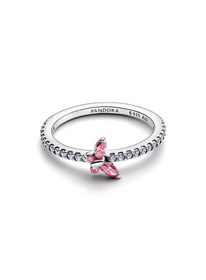 PANDORA Butterfly sterling silver ring with fancy pink and clear cubic zirconia - Image 1