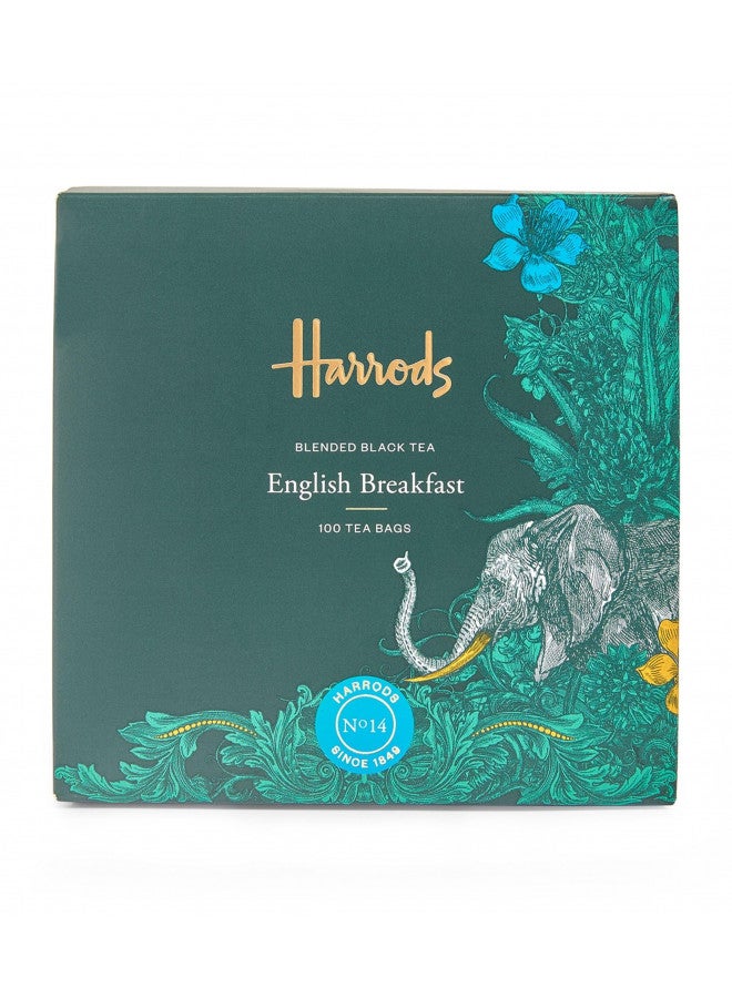 Harrods of London England English Breakfast Tea 100 Tea Bags