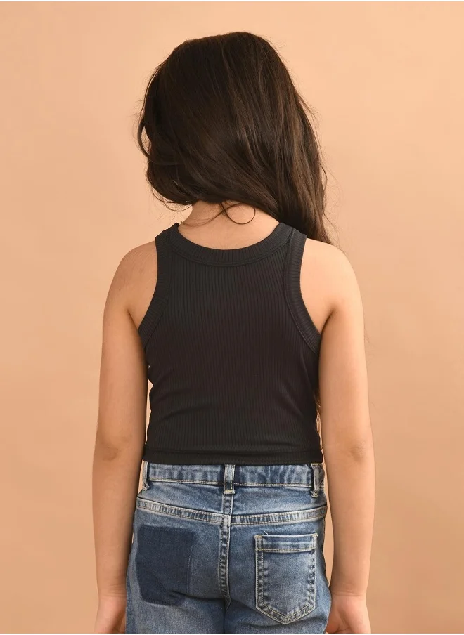 LILPICKS Black Crop Top for Girls