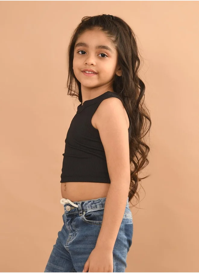 LILPICKS Black Crop Top for Girls