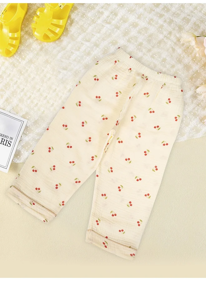 LITTLE SURPRISE BOX Cherry print soft Muslin organic Cotton Kids Nightsuit