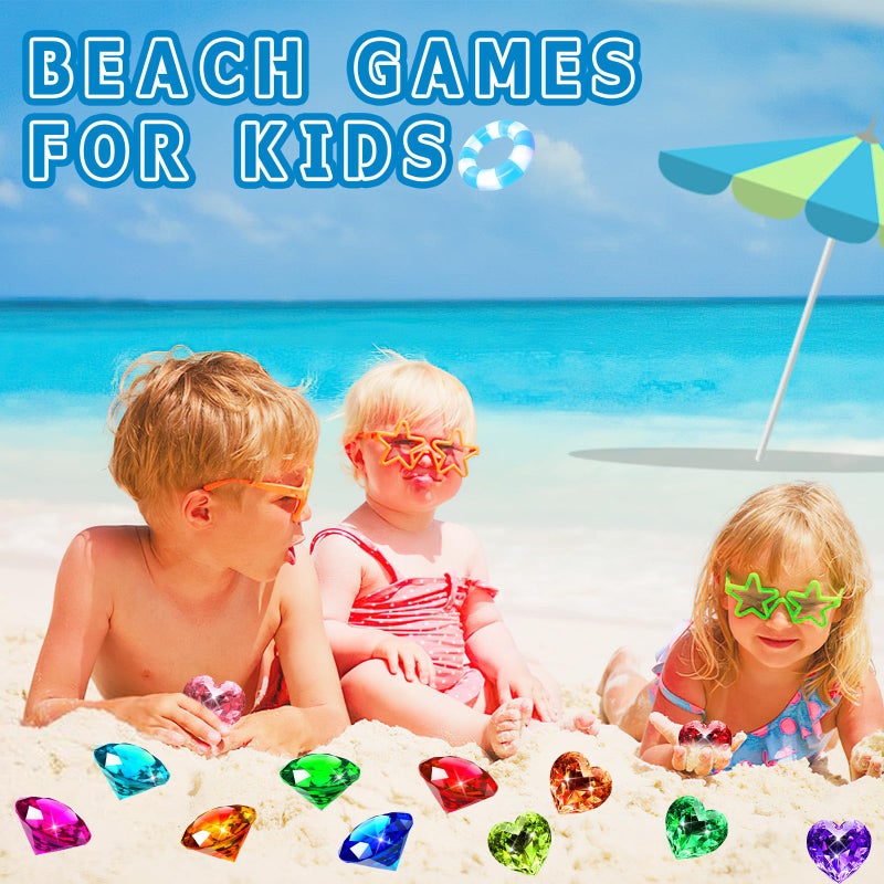 MARFOREVER Big Pool Toys Dive Gems, 16Pcs Lagre Pool Gems Acrylic Diamond Diving Jewels Pirate Treasure Chest Gemstones for Beach Underwater Throw Game Toys Swimming Training Summer Party Favors - Image 5