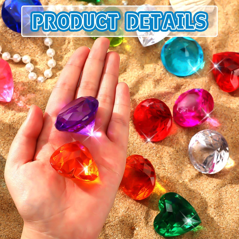 MARFOREVER Big Pool Toys Dive Gems, 16Pcs Lagre Pool Gems Acrylic Diamond Diving Jewels Pirate Treasure Chest Gemstones for Beach Underwater Throw Game Toys Swimming Training Summer Party Favors - Image 4