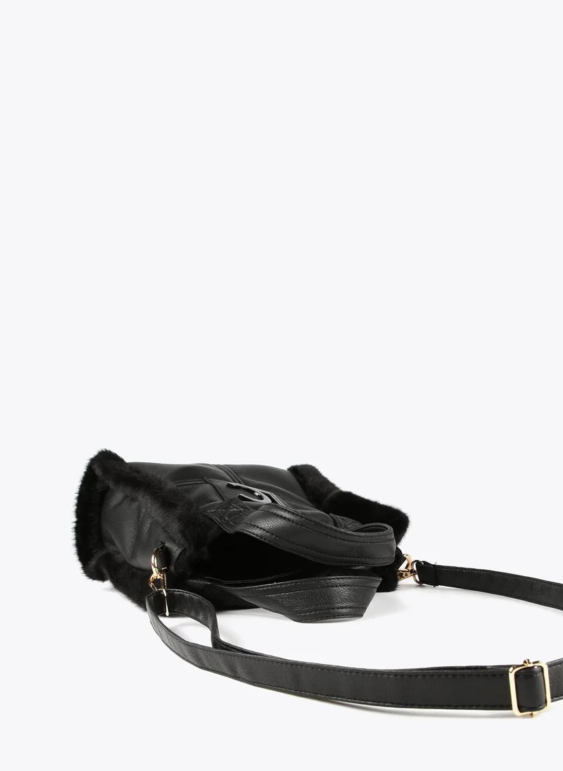 Lola Casademunt Faux leather and faux fur crossbody bag