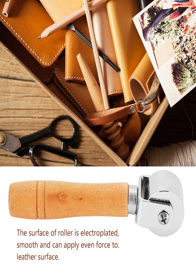 Handmade Wooden Handle Carbon Steel Leather Rolling Craft Roller Tool(2.6cm) - Image 3