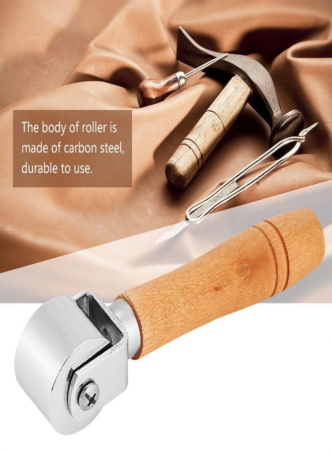 Handmade Wooden Handle Carbon Steel Leather Rolling Craft Roller Tool(2.6cm) - Image 2