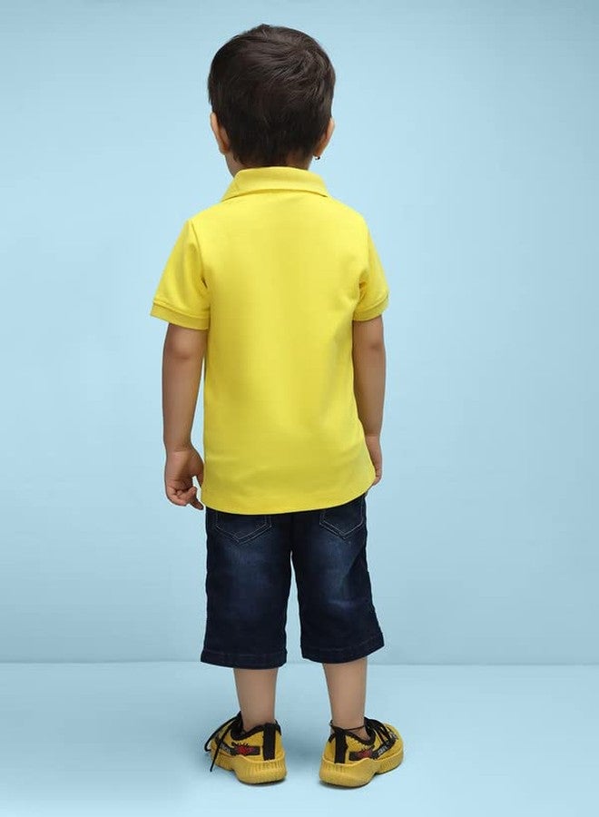 Nusyl Bulldozer Printed Bright Yellow Infants Polo T-Shirt - NUICPTH0171 - Image 2