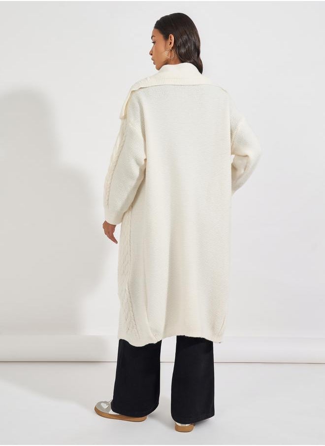Styli Oversized Longline Chunky Knit Cardigan  - Image 4