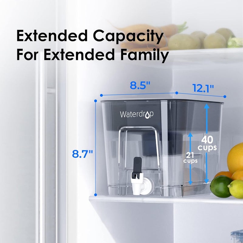 Waterdrop 40-Cup Large Water Filter Dispenser with 1 Filter, 200-Gallon Long-Life, for Home and Office, 5X Times Lifetime, Reduces Chlorine, PFOA/PFOS and More, BPA Free, Black - Image 3