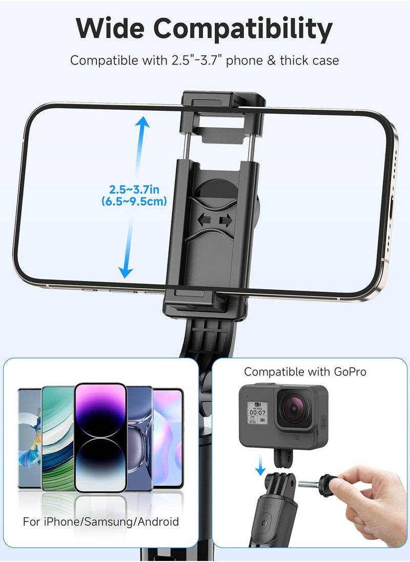 ARNOTEC - 26.46inches(67.2cm)Portable Selfie Stick Tripod, 4 in 1 Extendable Phone Tripod Stand with Detachable Wireless Remote & Phone Holder 360° Rotating Mini Travel Tripod Compatible with iPhone 16/15/14/13 Pro/Android/Gopro - Image 1