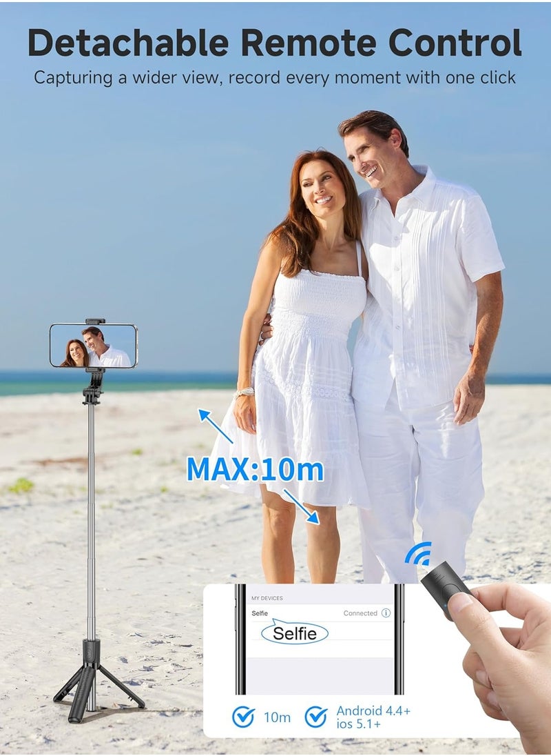 ARNOTEC - 26.46inches(67.2cm)Portable Selfie Stick Tripod, 4 in 1 Extendable Phone Tripod Stand with Detachable Wireless Remote & Phone Holder 360° Rotating Mini Travel Tripod Compatible with iPhone 16/15/14/13 Pro/Android/Gopro - Image 1