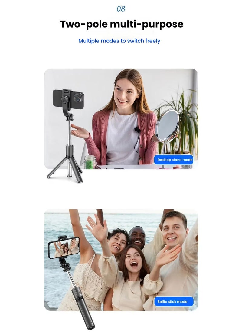ARNOTEC - 26.46inches(67.2cm)Portable Selfie Stick Tripod, 4 in 1 Extendable Phone Tripod Stand with Detachable Wireless Remote & Phone Holder 360° Rotating Mini Travel Tripod Compatible with iPhone 16/15/14/13 Pro/Android/Gopro - Image 1