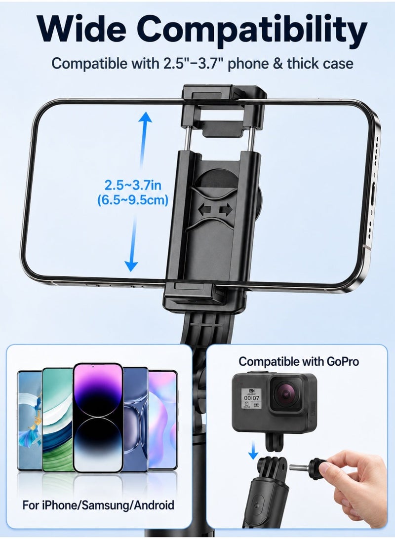 ARNOTEC 26.46inches(67.2cm)Portable Selfie Stick Tripod, 3 in 1 Extendable Phone Tripod Stand with Detachable Wireless Remote & Phone Holder 360° Rotating Mini Travel Tripod Compatible with iPhone 16/15/14/13 Pro/Android/Gopro - Image 3