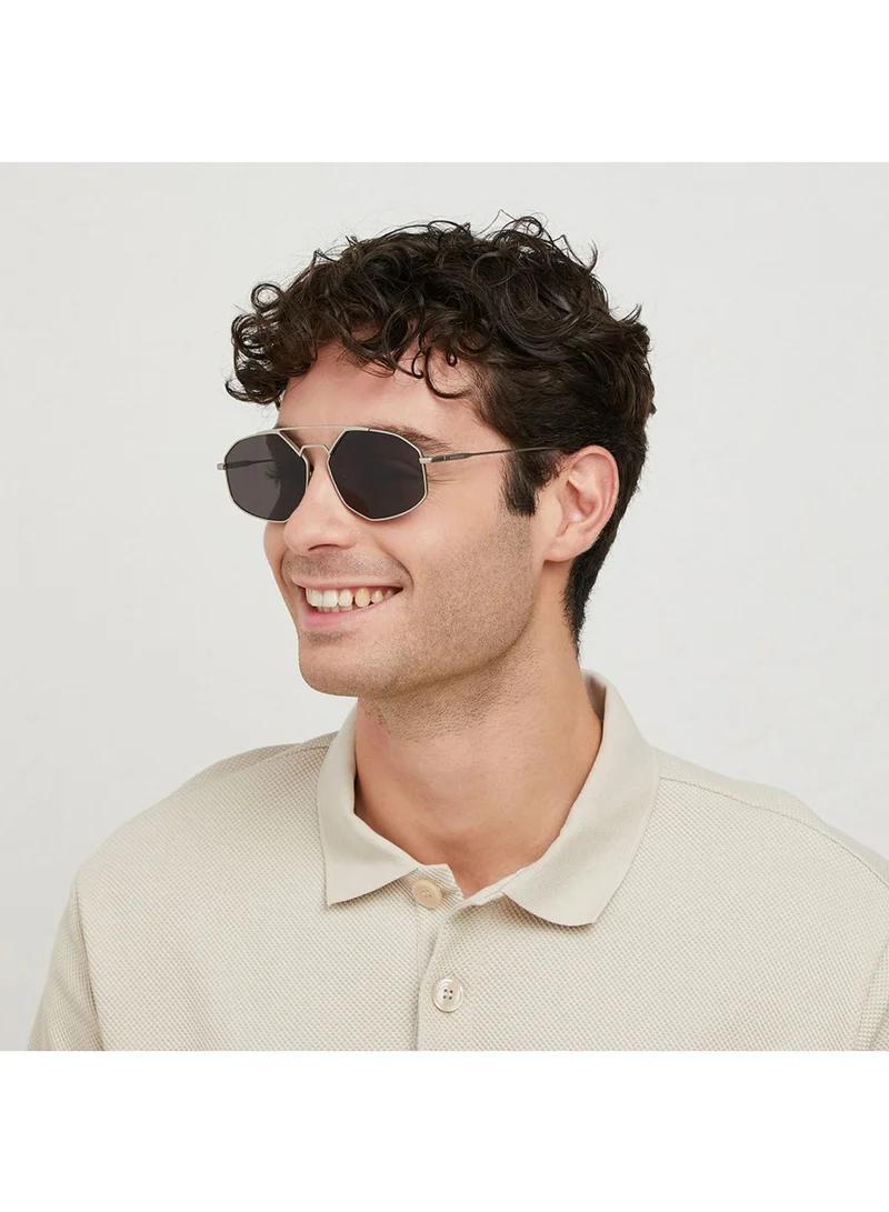 30Sundays POIRET - La French Collection Men Gray Sunglasses - Frame Material: Metal - Lens Color: Gray- Frame Color: Silver - Full Rim