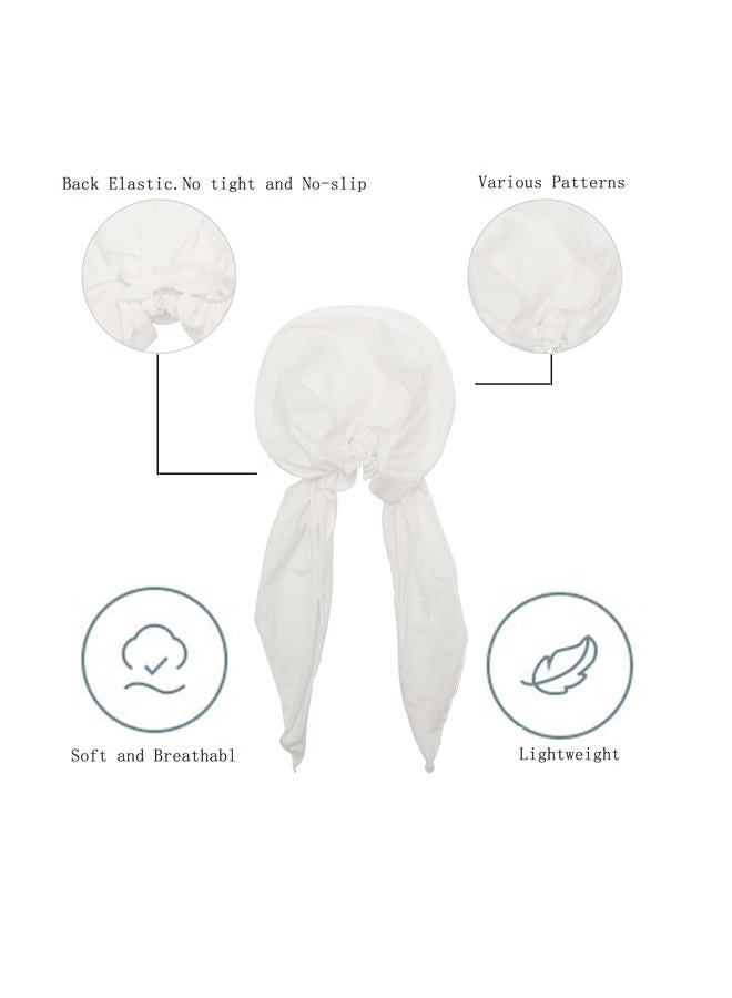 ZLYC Chemo Headwear Pre Tied Head Scarf Headwraps Lightweight Turban Beanie Cap for Women (Plain White) - Image 5