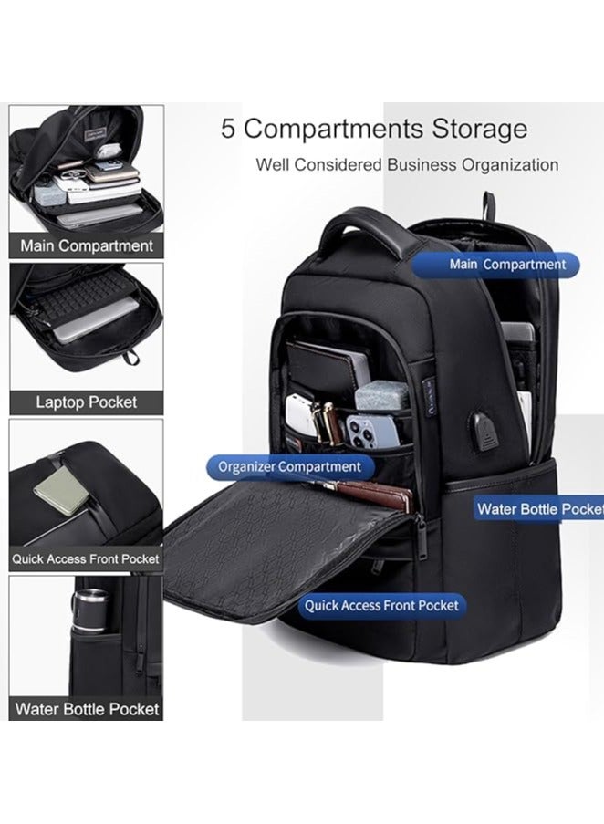 ah arctic hunter Backpack 15.6 Inch Laptop Bag Water-Resistant Slim Business Backpack for Office Travel School Smart Bag with USB Port for Men and Women, Black  - Image 2
