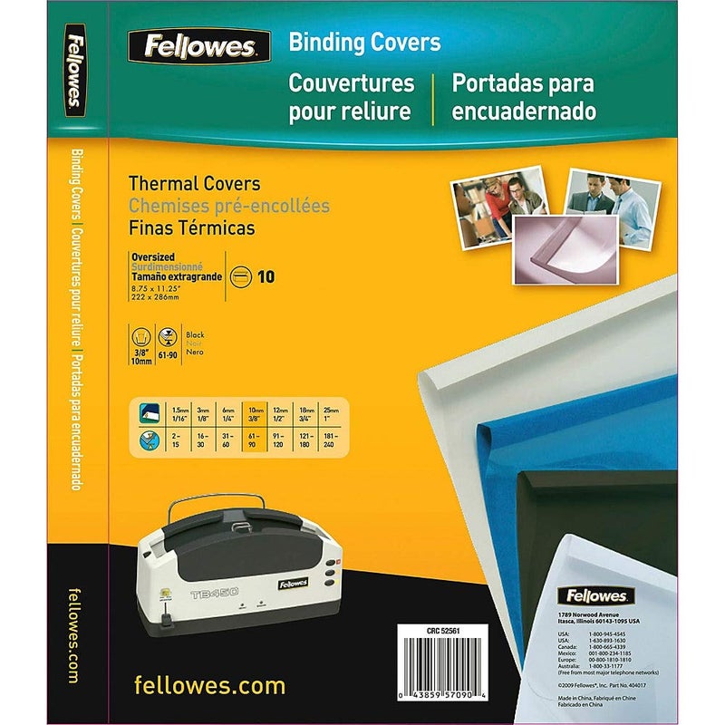 Fellowes Thermal Presentation Covers, 3/8-Inch, Transparent Front, Linen Textured Black Back, 10 per Pack (5256101) - Image 3