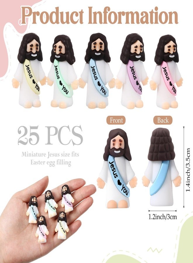 Bememo بيميمو 25 قطعة تماثيل يسوع الصغيرة تصميم أصلي يسوع يحبك ألعاب مطاطية صغيرة للاختباء والبحث هدايا حفلات دينية هدايا مدرسة الأحد المعمودية (ألوان ماكرون) - Image 2