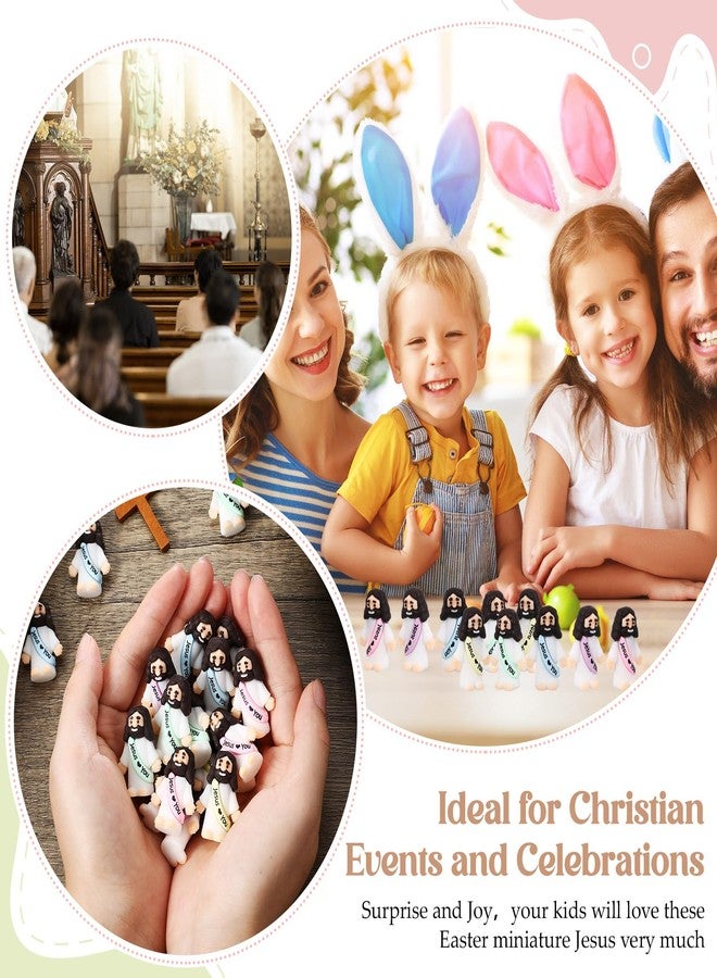 Bememo بيميمو 25 قطعة تماثيل يسوع الصغيرة تصميم أصلي يسوع يحبك ألعاب مطاطية صغيرة للاختباء والبحث هدايا حفلات دينية هدايا مدرسة الأحد المعمودية (ألوان ماكرون) - Image 4