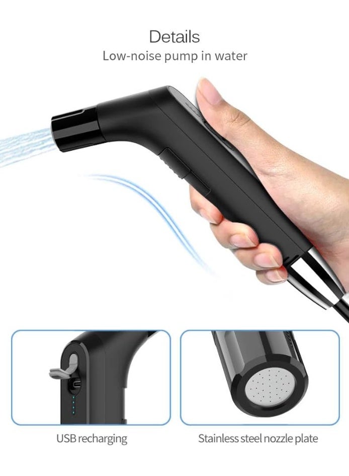ZEY LUXE Portable Electric Bidet shattaf with 1.2m Hose and 2.3L Container - Rechargeable, Compact, and Versatile Personal Hygiene Solution for Travel, Home, Baby Care, Camping, and More, Black - Image 4