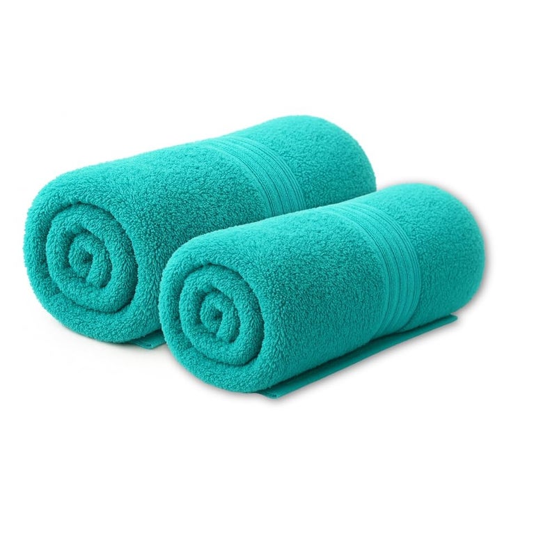 THE HAPPY POD Essential 100% Cotton Hand Towel - Pack of 2, Soft & Absorbent, Quick Dry, Lightweight Towels for Bathroom, Kitchen & Gym| 40 x 60 cm - 380 GSM | Turquoise - Image 1