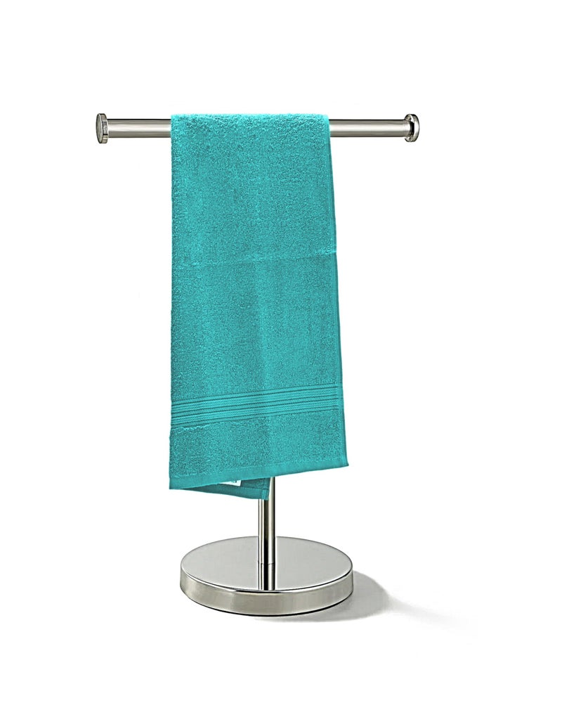 THE HAPPY POD Essential 100% Cotton Hand Towel - Pack of 2, Soft & Absorbent, Quick Dry, Lightweight Towels for Bathroom, Kitchen & Gym| 40 x 60 cm - 380 GSM | Turquoise - Image 3