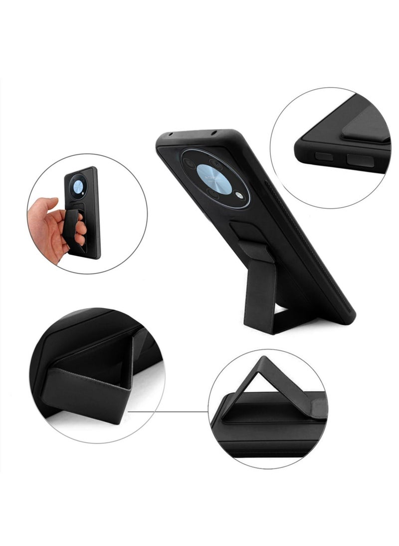 Raxoom Hand Grip Magnetic Case Cover for Huawei Nova Y90 â€“ Black, Shockproof, Impact Resistant, Built-In Iron Frame, Finger Strap, Foldable Kickstand, Ergonomic Design for Secure Grip, Full Access to Ports - Image 5