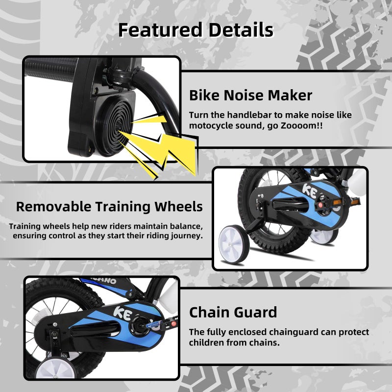 KEANO Motocross Style Kids Bike for Boys Girls Ages 2-4 Years, 12 Inch Bikes with Training Wheels and Number Plate, Toddler Bike Children Bicycles Blue - Image 3