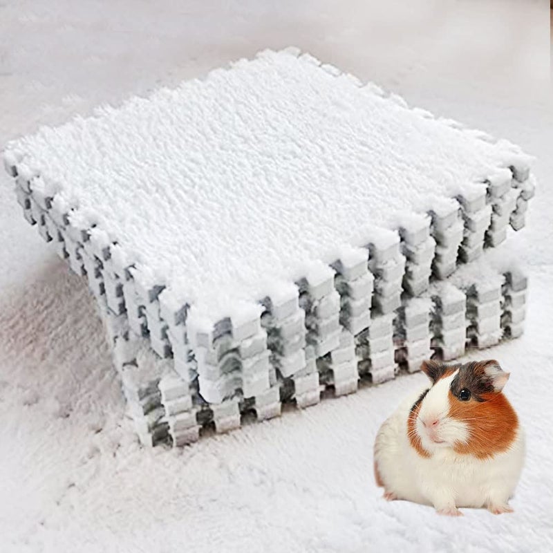Oncpcare 10Pcs 11â€ x 11â€ Guinea Pig Pads Washable, Reusable Guinea Pig Fleece Cage Liners, Soft Warm Rabbit Sleep Mat Blanket Bed (White) - Image 1