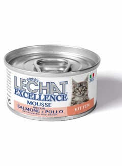 Monge Lechat Excellence by Monge | Kitten Wet Food Rich in Salmon and Chicken | Super Premium Complementary Wet Kitten Food | Mousse in Can - 85g 
