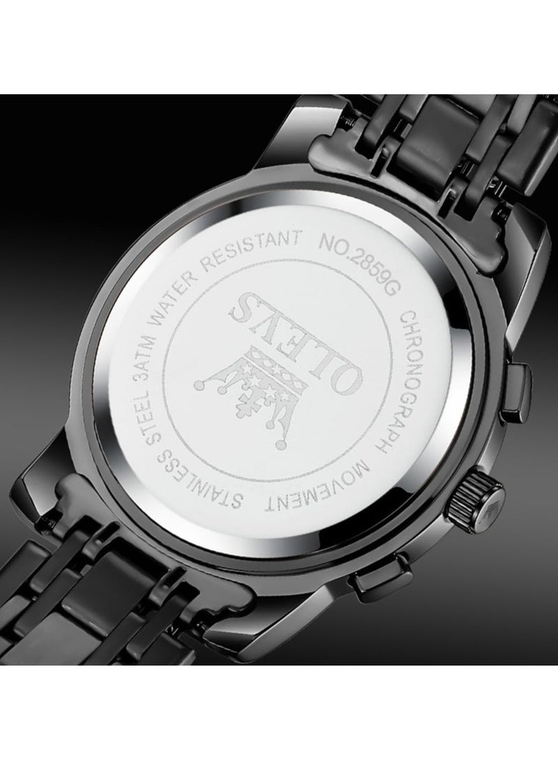 أوليفز OLEVS ساعة رجالية جودة التناظرية الكوارتز الفولاذ المقاوم للصدأ مقاوم للماء كرونوغراف مضيئة الأعمال عادية فستان فاخر وجه كبير ساعات المعصم - Image 2