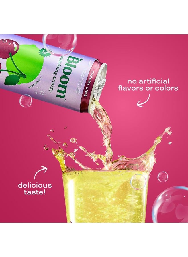 Bloom Nutrition Sparkling Energy Drink - Natural Caffeine, Zero Sugar, 180mg Caffeine - Antioxidant-Rich w/Green Coffee Bean, Green Tea Extract, Prebiotics - Cherry Lime - 12oz 12 pk - Image 5