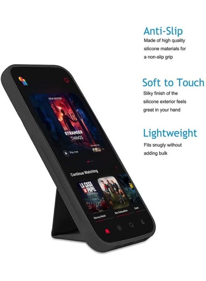 Muzz غطاء واقي خلفي لهاتف Honor X9C مع حامل مغناطيسي للسيارة، غطاء من السيليكون الناعم مع قاعدة قابلة للطي عمودية وأفقية، حزام للمعصم، حماية كاملة، غطاء مضاد لبصمات الأصابع لهاتف Honor X9C باللون الأسود - Image 3