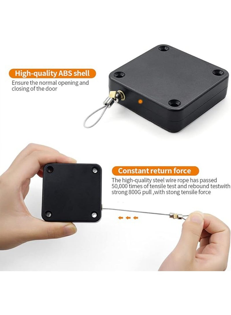 Punch Free Auto Sensor Door Closer,Quick Easy Door Closer Multifunctional Automatic Sliding Door Closer with Steel Drawstring for Residential Commercial Doors,Back Door, Bathroom Door (1PC, Black) - Image 3