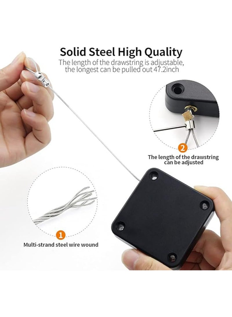 Punch Free Auto Sensor Door Closer,Quick Easy Door Closer Multifunctional Automatic Sliding Door Closer with Steel Drawstring for Residential Commercial Doors,Back Door, Bathroom Door (1PC, Black) - Image 2