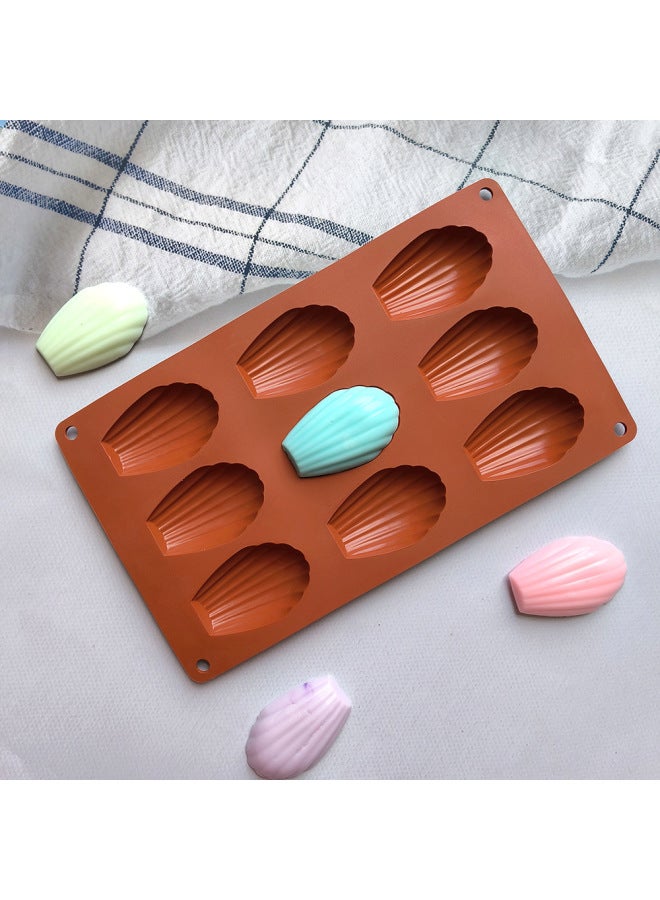 Silicone 9 With Shell 9 Chocolate Mold Diy Madeleine Candy Pudding Biscuit Cake Mold-Color:Nordic Blue