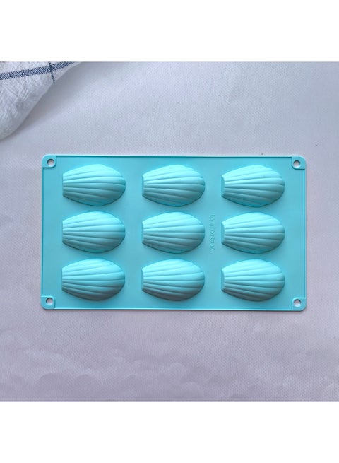 Silicone 9 With Shell 9 Chocolate Mold Diy Madeleine Candy Pudding Biscuit Cake Mold-Color:Nordic Blue