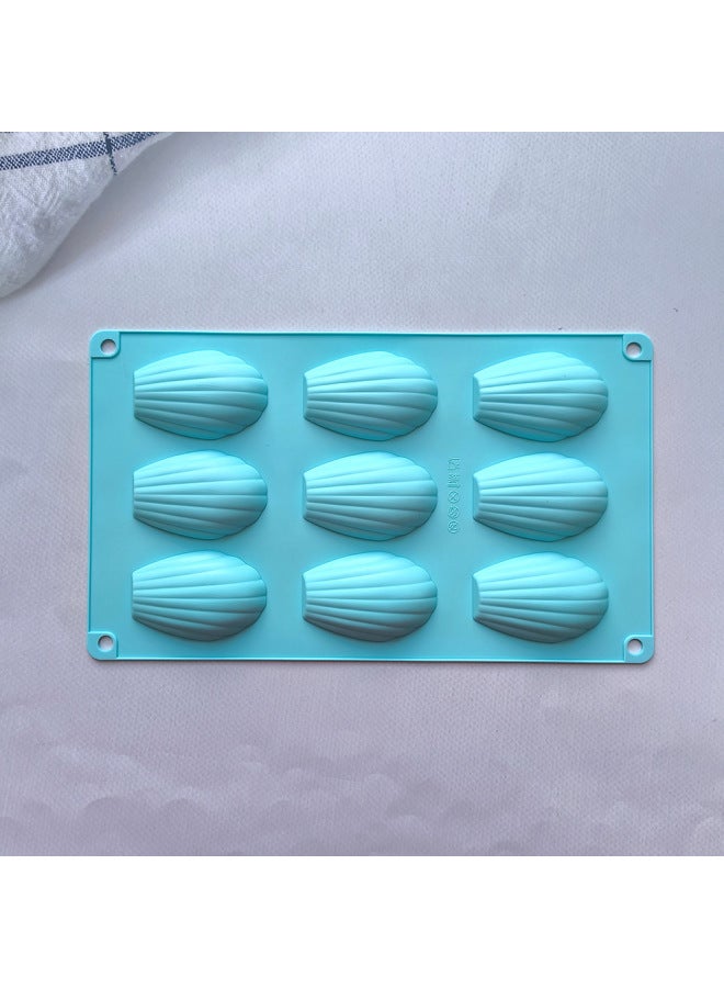 Silicone 9 With Shell 9 Chocolate Mold Diy Madeleine Candy Pudding Biscuit Cake Mold-Color:Nordic Blue