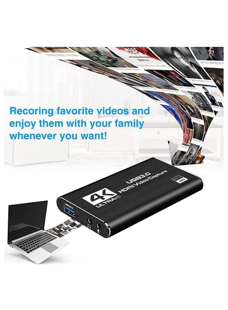 Capture Card, 4K Video USB 3.0 1080P 60fps HDMI Audio Device , Portable Converter Game Adapter for Gaming Streaming - Image 4