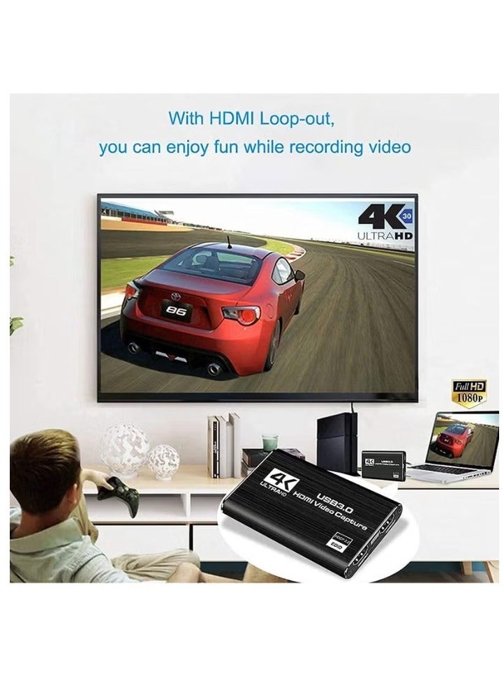Capture Card, 4K Video USB 3.0 1080P 60fps HDMI Audio Device , Portable Converter Game Adapter for Gaming Streaming - Image 5