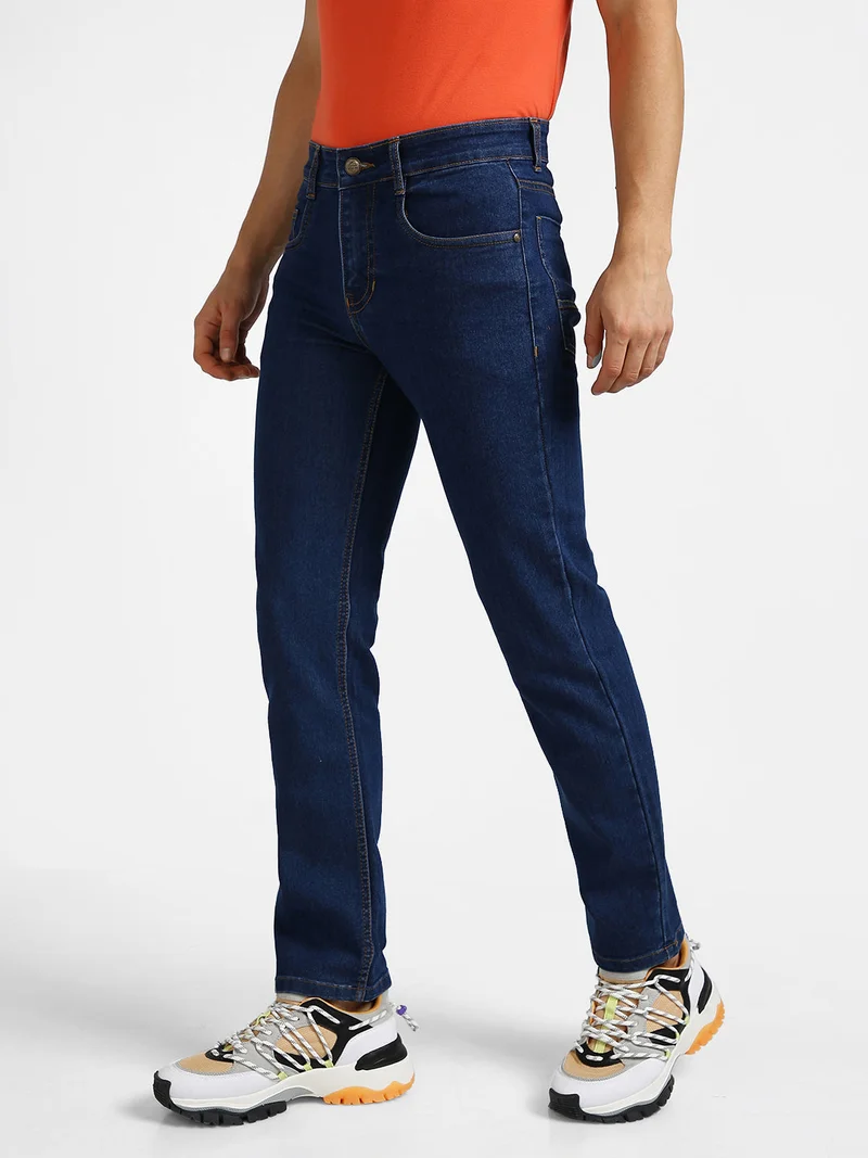 Urbano Fashion  Urbano Fashion Men's Blue Regular Fit Washed Jeans Stretchable  | Best Price UAE