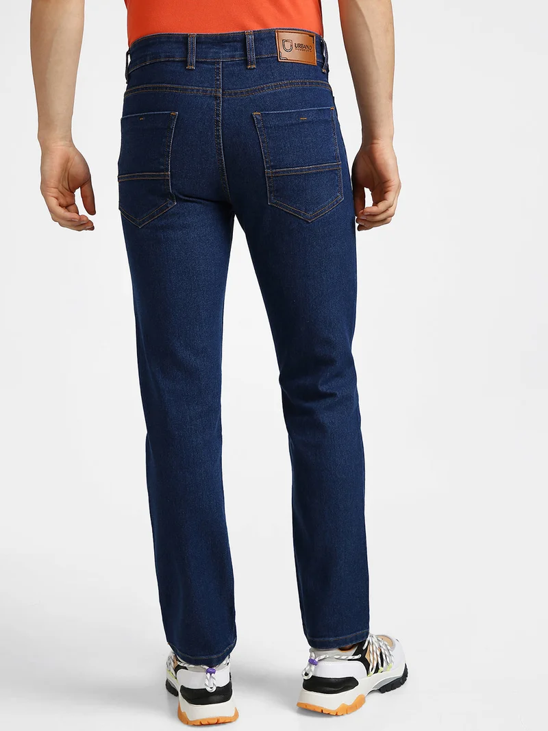 Urbano Fashion  Urbano Fashion Men's Blue Regular Fit Washed Jeans Stretchable  | Best Price UAE